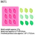 Molde de silicona rosa de 9 hojas para chocolate y resina con muestras de hojas verdes - 3# Rosa - Hoja de 9 Agujeros (B671)