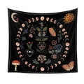 Bohemian black tapestry featuring mystical moon phases, moths and botanical art designs - Heart and Mystical Plants(ZJ1019-13) / 73X95CM (Cross-border Brushed)