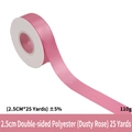 Matte bean paste pink double-sided polyester ribbon 2.5cm wide for gift wrapping - Double-faced Polyester / 2.5cm Wide * 25 Yards / Dusty Rose