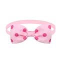 Pink polka dot pet bowtie collar made of premium ribbed webbing with elastic strap - Pink Polka Dot
