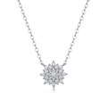 Classic silver 925 snowflake necklace with sparkling moissanite stones on white background - (s925 Silver + Moissanite Sp12794-20mm) / Chain Length 40cm + 5cm (extension Chain)
