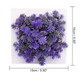 Artificial purple succulent plant in white square frame wall decor 15x15cm size - Style 51A