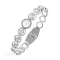 Minimalist silver stainless steel hollow ring bracelet with sparkling pavé crystal detail - Retro Concentric Circle / Silver