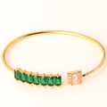 Verstelbare gouden armband met smaragdgroene kristallen en witte zirkonia steentjes - Groen Zirkoon