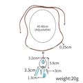 Bohemian style necklace with turquoise pendant and silver feather charm on brown cord - N2111-11 Feather Pendant Bohemian Necklace