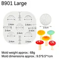 Miniature silicone mushroom mold for DIY fondant and resin crafts, 9.5x9.5cm size - Large (B901) / 9.5 x 9.5 x 1 cm / Gray