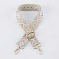 Detail of bohemian geometric woven bag strap with adjustable gold lobster clasps - Ethnic Jacquard 29 - Light Gold Buckle