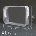XL Clear PVC toiletry bag with white trim and silver zipper, 23x16x7.5cm large capacity - 23*7.5*16cm / Clear-Size XL