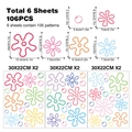 Dimensions and layout for 106pcs colorful bubble and flower wall stickers set - Bubble Pattern / 6 Sheets Bubble Wall Stickers