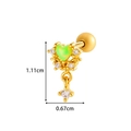 Golden cartilage stud with green heart stone and zircons, dimensions 1.11cm by 0.67cm - Crown Heart Pendant Style (921-12# Gold)