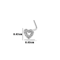 Piercing de nariz corazón plateado en L con circonitas y medidas 0.42cm x 0.43cm - No.2 Corazón Plateado (HSPJ0149)