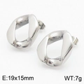 Boucles d'oreilles clous à maillons torsadés en acier inoxydable argenté, 19x15mm - Paire Couleur Acier (KE110903-KJX)