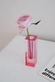 Modern acrylic rectangle flower vase in transparent and gradient pink finish - Glossy Purple & Pink