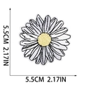 Detailed embroidery view of 5.5cm white daisy patch with classic yellow core center - White & Yellow Daisy (X9HD-09-13)