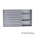 Vassoio portagioie in velluto grigio con fessure per anelli e scomparti 21x12.5x2.5cm - Slot per anelli + 3 scomparti / Grigio