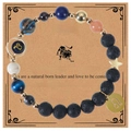 Detailed view of handmade Leo zodiac bracelet with blue sandstone and volcanic stones - Leo