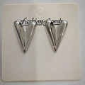 Minimalist silver V-shaped stainless steel stud earrings with a high-polished finish - Long Heart V Shape / Steel