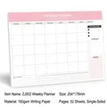 Pink A4 weekly family planner notepad with spiral coil binding and schedule grid - Monthly Plan - Pink