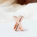 Rose gold letter X bead charm with textured finish for personalized DIY jewelry - Letter X / Rose Gold