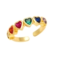 Vintage heart-shaped colorful zircon open ring in a gold-plated adjustable design - Adjustable Open / Multi-color