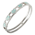 Bracelet jonc cœur œil protecteur en argent avec émail turquoise et incrustations de zircons - Argenté