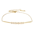 Bracciale minimalista in acciaio placcato oro 18k con zirconi tondi e quadrati brillanti - Stile Strass Placcato Oro (SB22101513)