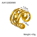 Detailsicht auf 18k vergoldeten Edelstahlring mit 1,2 cm Breite und 4,9 g Gewicht - Gewebter Ketten-Texturstil (AJ41328D0W0)