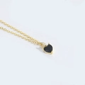Elegant gold chain necklace featuring a minimalist black heart-shaped zircon pendant - Gold Chain / Black