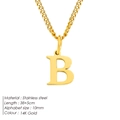 Minimalist stainless steel necklace with 14K gold letter B alphabet pendant - Letter Style(B) (CDNP014) / Gold
