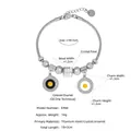 Silver titanium steel snake chain bracelet with black and white enamel charms and crystals - Steel Color Bracelet (E466)