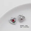 Elegant heart-shaped tulip pendant with pearls and red enamel rose for jewelry making - 2# Pearl Rose