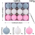 Set di 12 palline di Natale floccate in blu grigio bianco e rosa finitura velluto - Grigio Bianco Rosa