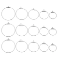 Set de 15 aros para pendientes de acero inoxidable plateado en 5 tallas para joyería DIY - 20mm / Color Acero
