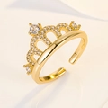 Verstelbare gouden kroonring met fonkelende zirconen voor dames modeaccessoire - Verstelbaar Open / Goud
