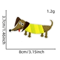 Detailed view of brown dachshund embroidery patch with 1.2g weight and 8cm size dimension - Puppy Patch 12#