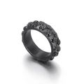 Anillo punk de acero inoxidable negro mate con un patrón de calaveras en relieve - US 8 / Negro
