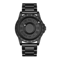 Reloj minimalista negro de bolas magnéticas con números romanos y correa de metal - Negro