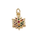 Detalle del colgante de estrella dorada con circonitas de colores y engaste de garras - Estrella de Ocho Puntas de Circonita de Colores