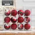 Set di 12 decorazioni natalizie con motivi a rombi rossi e abito di Babbo Natale - Stile Griglia Babbo Natale Rosso / Set da 12