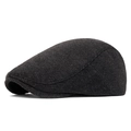 Gorra plana para hombre gris oscuro con diseño de espiga en mezcla de lana cálida - Ajustable / gris oscuro