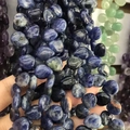 Strand of blue water-drop natural stone beads for DIY jewelry making and crafts - 10mmx12mm / Natural Blue Vein Stone