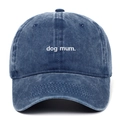 Navy blue washed cotton baseball cap with white Dog Mum embroidery and vintage finish - Adjustable / Navy Blue