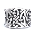 Vintage silver Celtic knot ring with intricate patterns and antique stainless steel finish - US 7 / Celtic Knot Wide Style (26506)