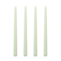 Set de cuatro velas cónicas verde menta de 25 cm para bodas y decoración elegante de mesa - Blanco Verde