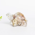 Cute tortoise turtle resin statue with brown crystal gravel and gold foil flakes - Crazy Lace Agate + Gold Foil