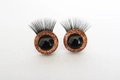 Pair of 3D brown glitter doll eyes with long black eyelashes for plush toy DIY - Orange / 14mm