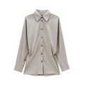Chemise classique à manches longues gris clair avec col rabattu en coton tissé boutonné - XS / Gris clair