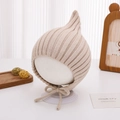 Detailed knit texture of beige baby pixie hat with chin straps on a soft display - 46-48cm (6-15 Months) / Beige