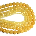 Polished yellow natural stone round beads in multiple sizes for DIY jewelry making - Yellow Jade / 4mm Approx 93pcs