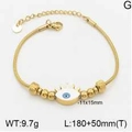 Vergoldetes Schlangenkette-Armband mit weißem Emaille-Auge und goldenen Perlen - Gold